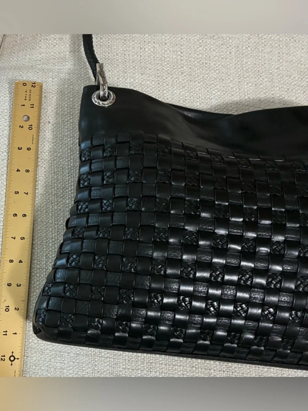 Brighton EUC Black Braided Leather Shoulder Bag with Detachable Strap - Picture 9 of 16